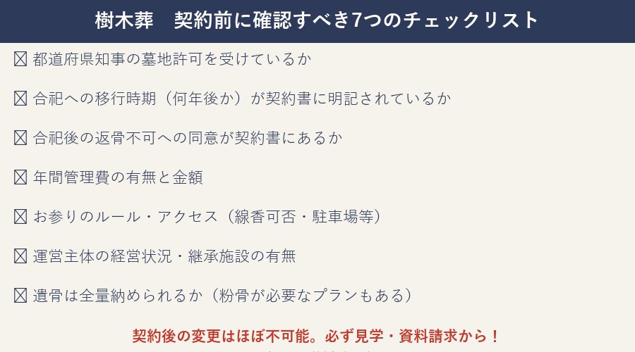 樹木葬契約前に確認すべき7つのチェックリスト