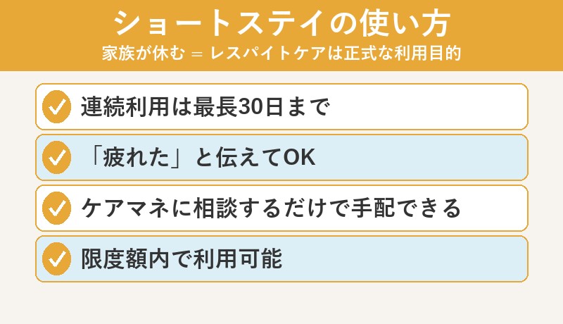 ショートステイの使い方 レスパイトケアのポイント